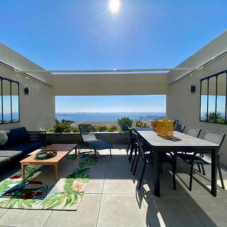 Superbe T2 44M2 - Grande Terrasse Vue Mer Panoramique Exceptionnelle Piscine - Parking Bandol Kültér fotó