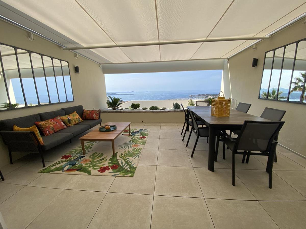 Superbe T2 44M2 - Grande Terrasse Vue Mer Panoramique Exceptionnelle Piscine - Parking Bandol Kültér fotó